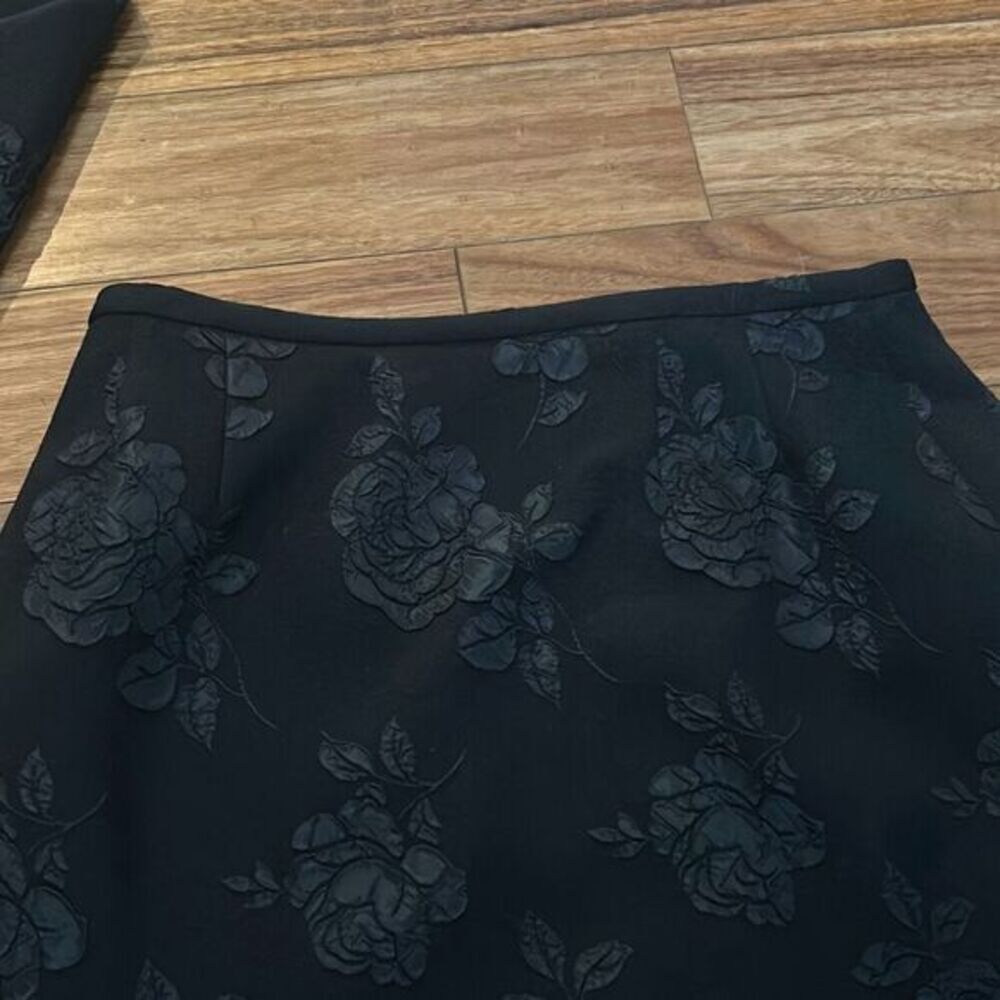 Talbots Womens Black Rose Textured Petite Blazer Size 8 Pencil Skirt Size 10 - Picture 8 of 12